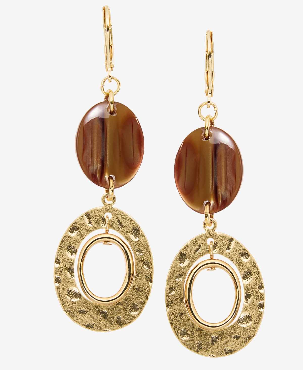Style & Co Double Drop Earrings, Macy's Exclusive In Brown