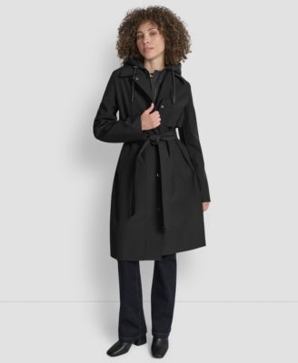 Women's Hooded Bibbed Belted Trench Coat