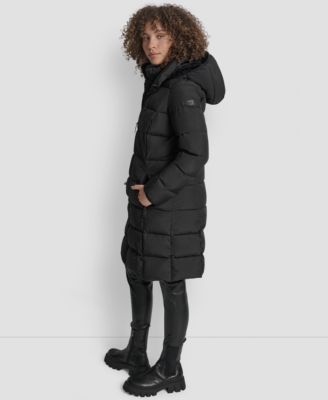 Women's Bibbed Hooded Zip-Front Puffer Coat
