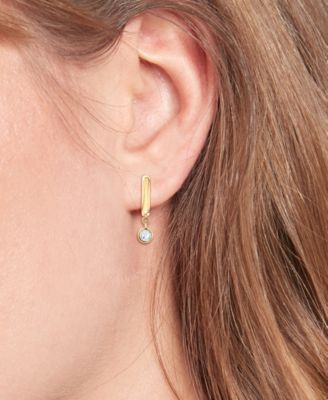 2-Pc. Set Pav&eacute; Stud & Crystal Charm Hoop Earrings 