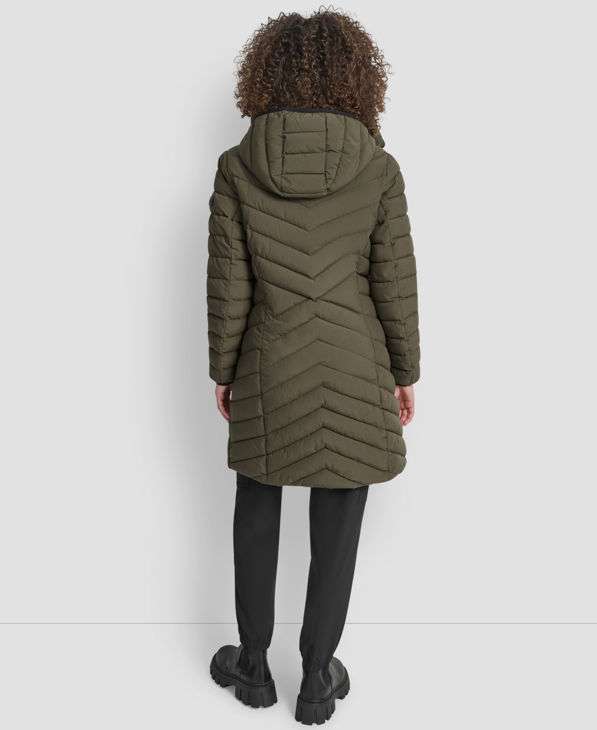 Dkny Women's Bibbed Packable Puffer Coat In Green