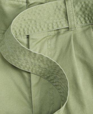 Women's High-Rise Belted Cropped Wide-Leg Pants