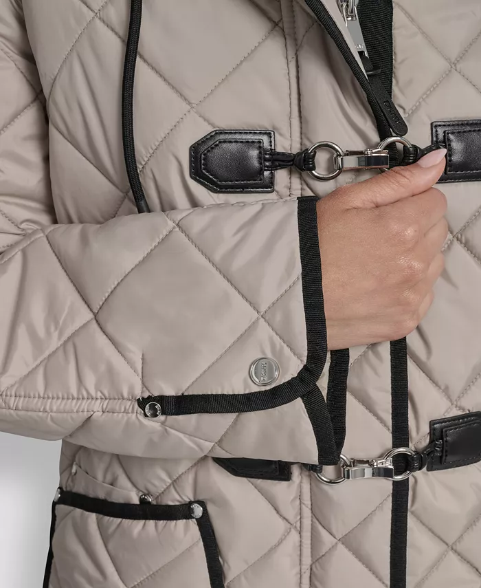 Women's Hooded Toggle Quilted Coat - thumbnail 4