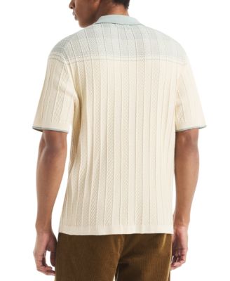 Men's Short Sleeve Button-Front Sweater
