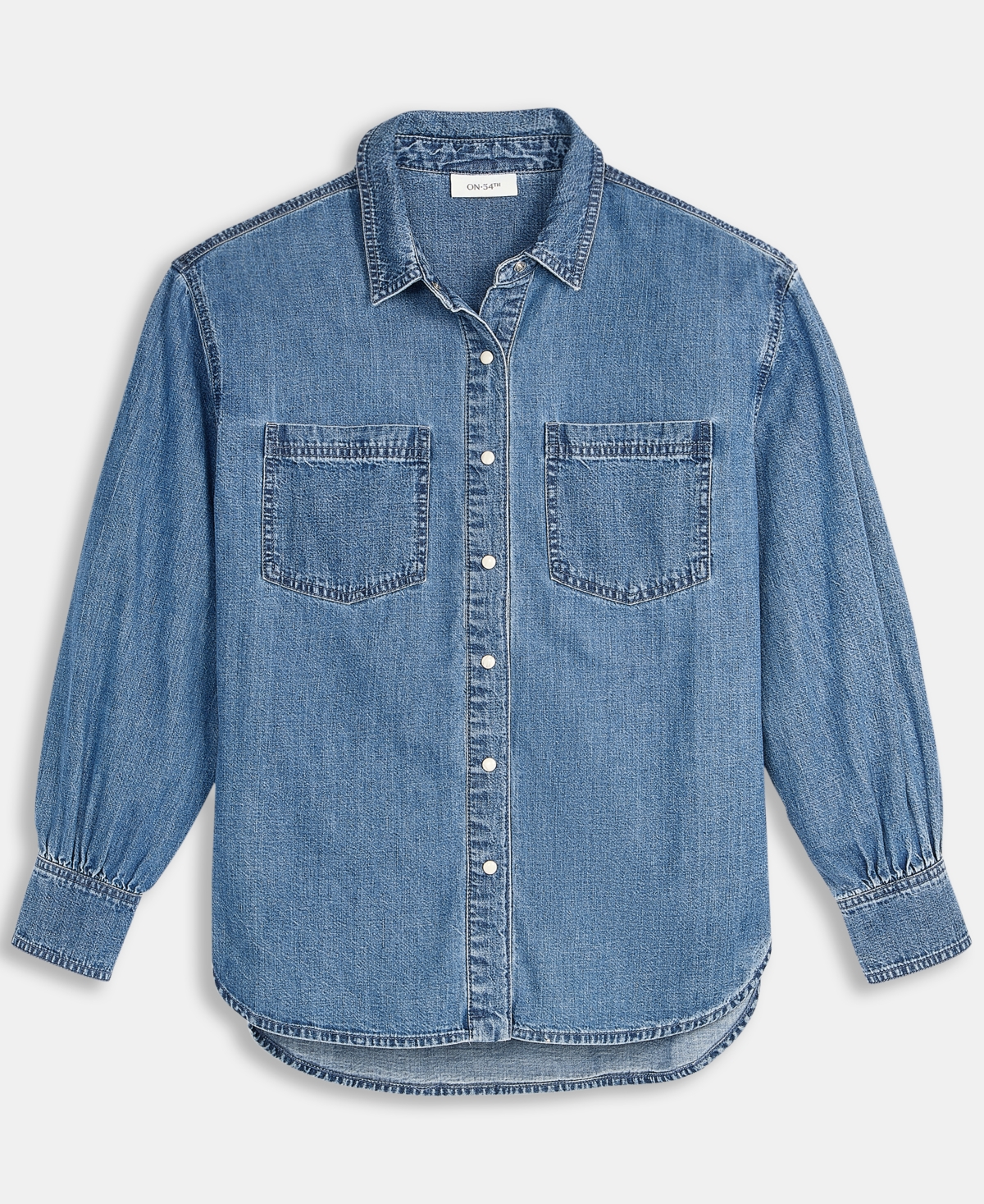 On 34th Women's Denim Patch Pocket Shirt, Macy's Exclusive In Blue