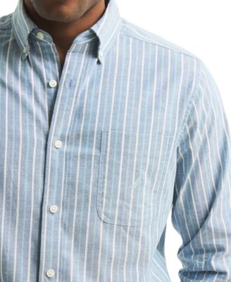 Men's Long Sleeve Striped Button-Down Shirt