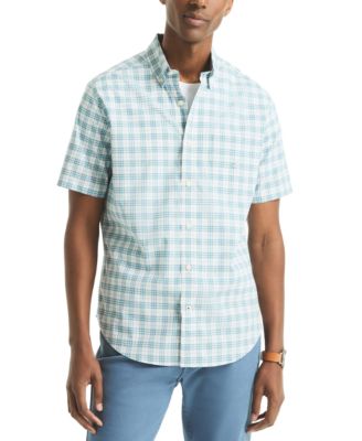 Nautica - Men's Short Sleeve Tattersall Button-Down Shirt
