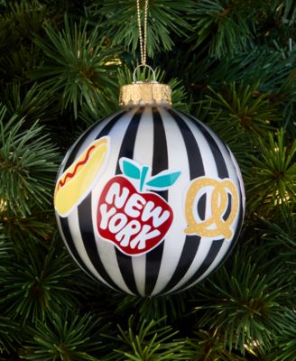 Thanksgiving Day Parade New York City Striped Glass Ball Ornament, Macy's Exclusive