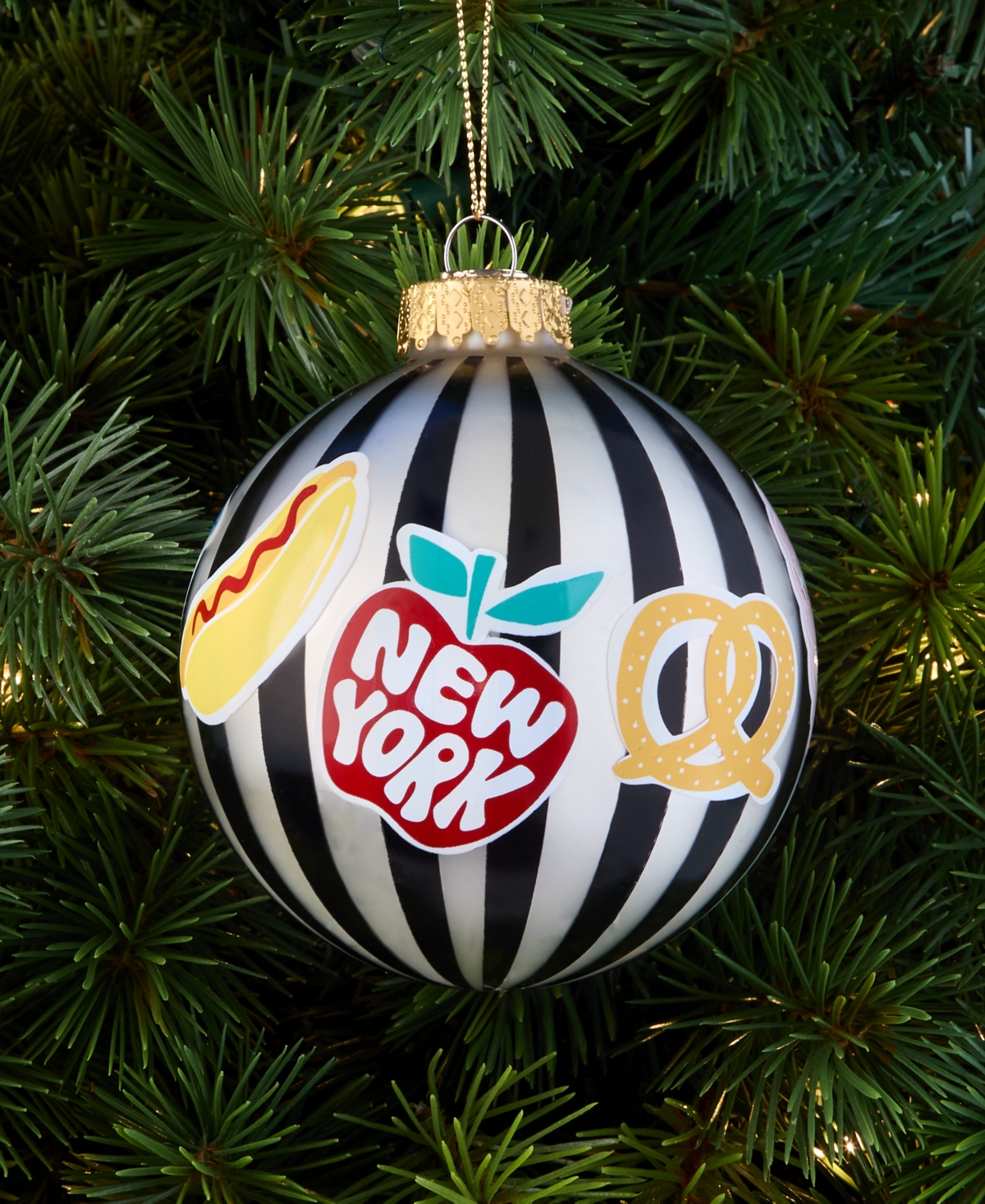 Macy's Thanksgiving Day Parade New York City Striped Glass Ball Ornament,  Exclusive In Multi