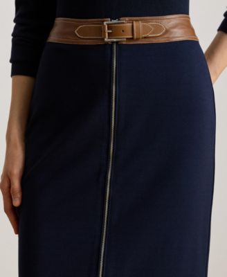 Women's Faux-Leather-Trim Ponte Pencil Skirt 
