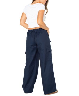 Juniors' Cargo Strap Wide-Leg Pants