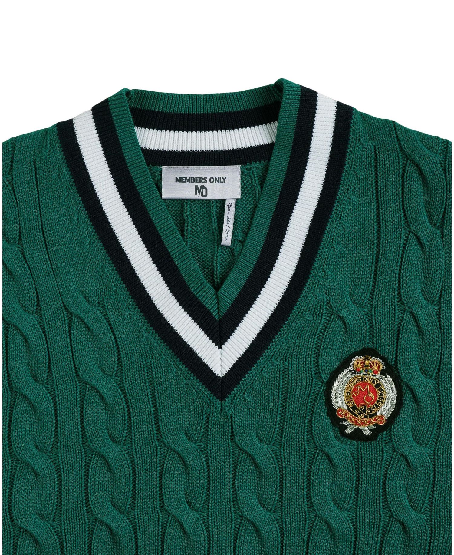 Men's Cotton Cable Knit Cricket Sweater