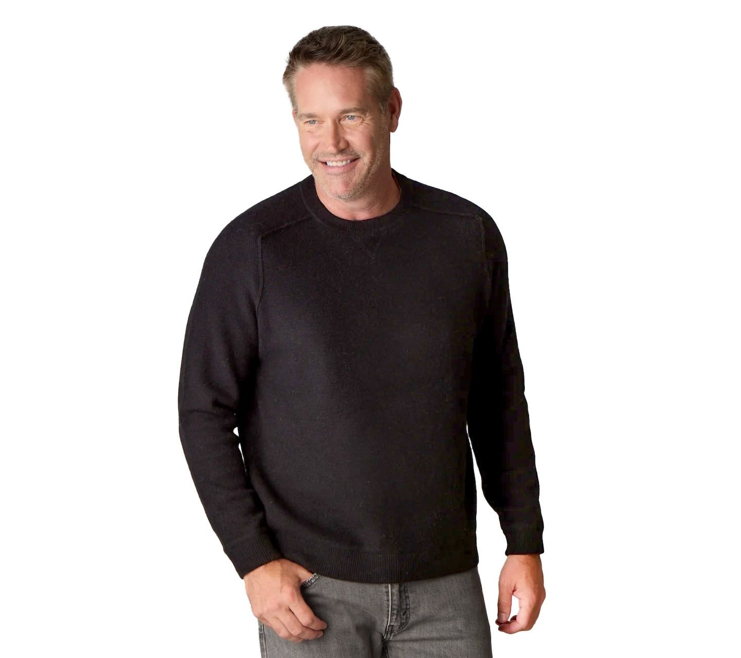 Мужской свитер Luxlined Itch-Free Merino Wool Crewneck Sweater with Lining, цвет: Чёрный жемчужный — фото 1