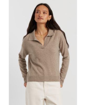 Women's Chinti and Parker Wool Cashmere Blend V Neck Collared Sweater