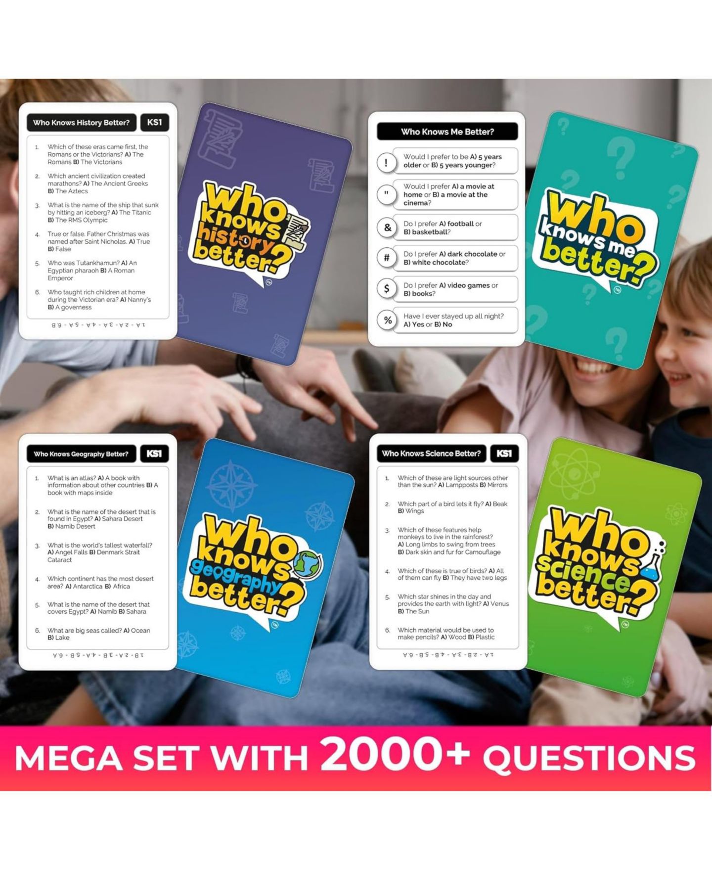 Детская карточная игра Quokka Who Knows Me Better 500+ Questions Card Game, Ages 8+, цвет: 4 Games Set — фото 4