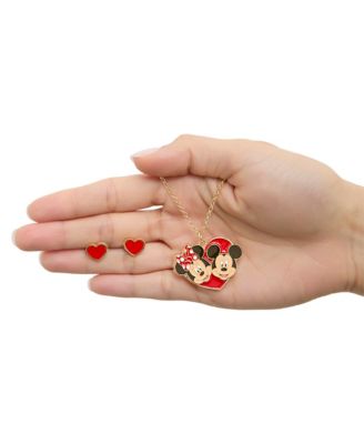FASHION MINNIE MOUSE NECKLACE & EARRING SET-IMITATION YG PLT