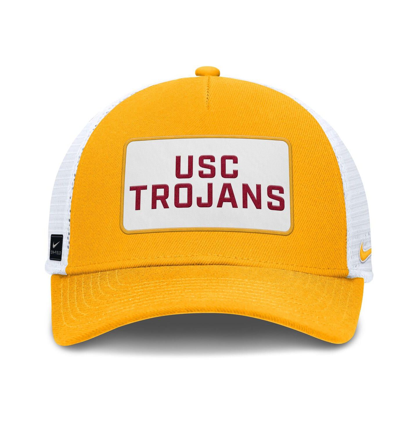 Мужская кепка Nike Gold/White USC Trojans 2025 On-Field Rise Patch Trucker Adjustable Hat — фото 4