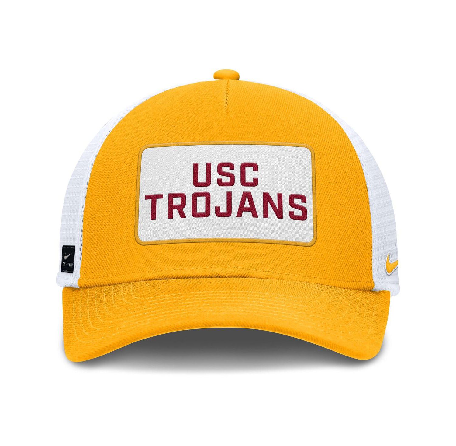 Men's Gold/White USC Trojans 2025 On-Field Rise Patch Trucker Adjustable Hat
