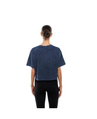 Women's Navy Dallas Cowboys Cropped Boxy Sport Classics Mineral Wash T-Shirt