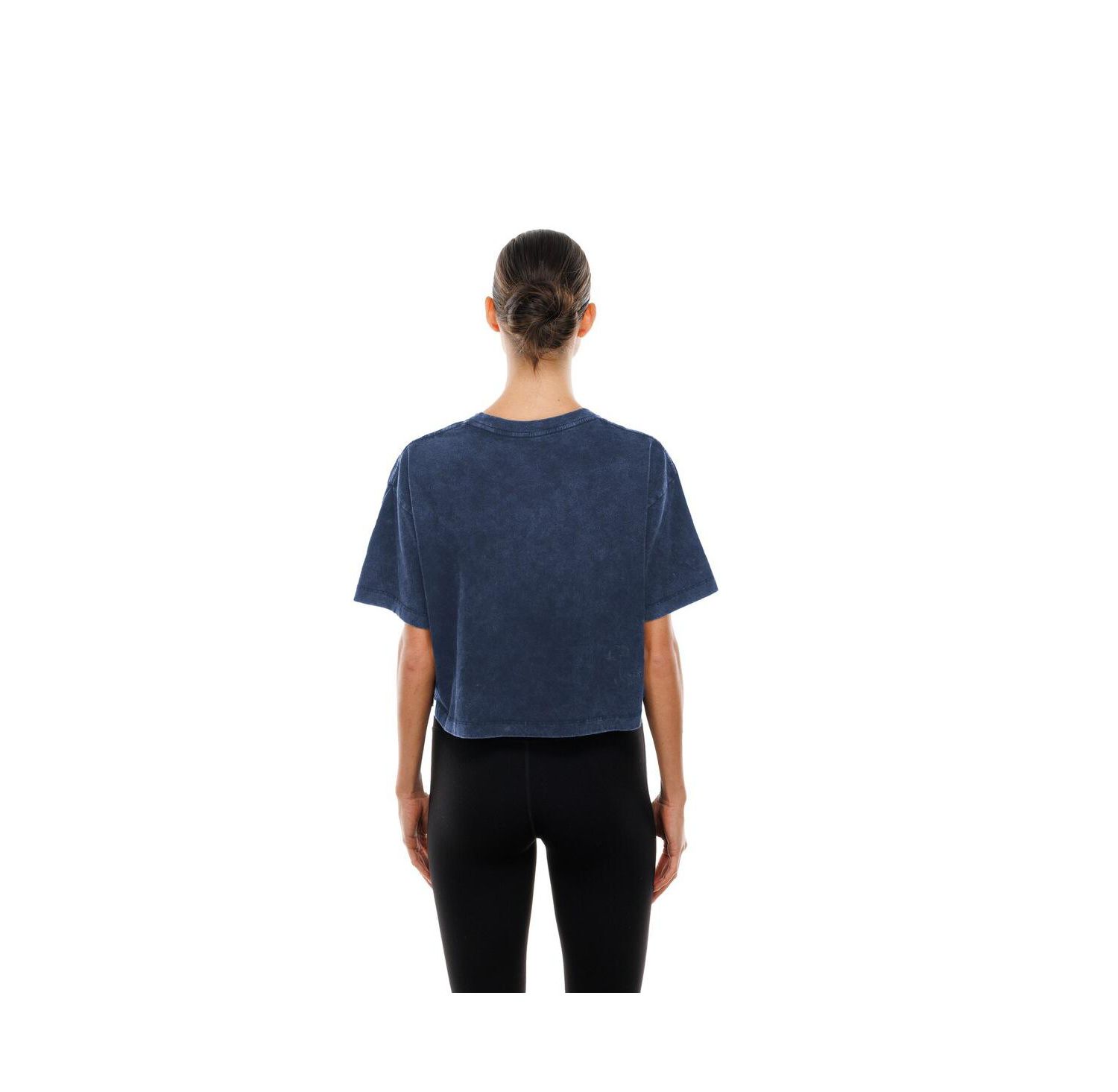 Women's Navy Dallas Cowboys Cropped Boxy Sport Classics Mineral Wash T-Shirt