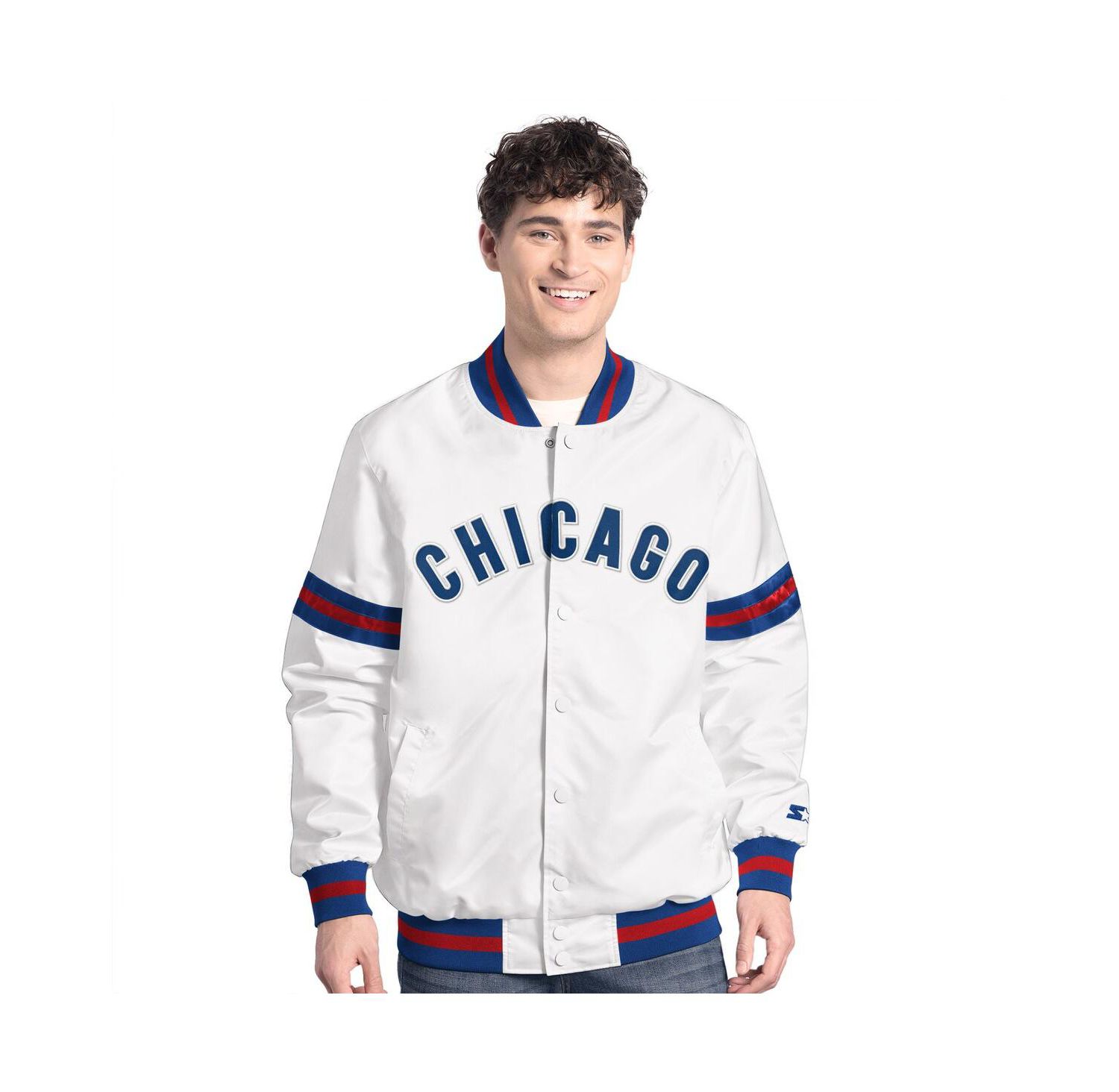 Men's White Chicago Cubs Cooperstown Scout Full-Snap Varsity Jacket
