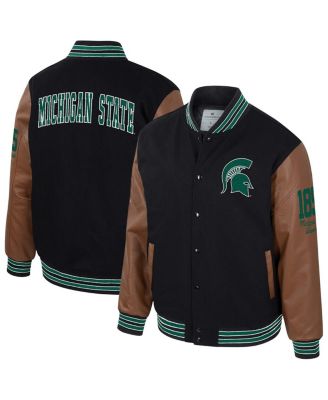 Colosseum - Men's Black Michigan State Spartans Letterman Full-Snap Varsity Jacket