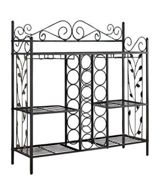 Kings Brand Functional Metal Console Table – Wine Rack Liquor Cabinet with Glass Holder & Storage Shelves