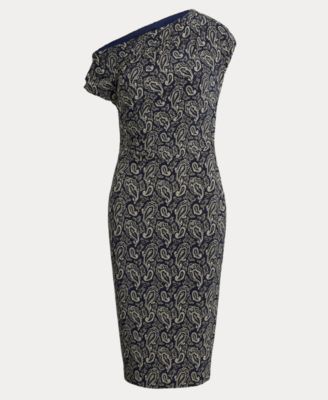 Women's Paisley Jersey Off-the-Shoulder Dress