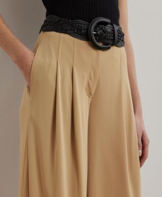 Women's Pleated Stretch Jersey Wide-Leg Pants