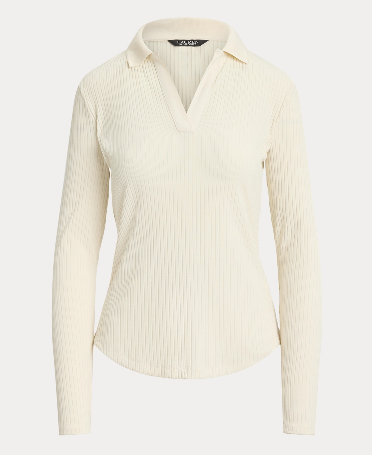 Ralph Lauren Rib-knit Long-sleeve Polo Top In White