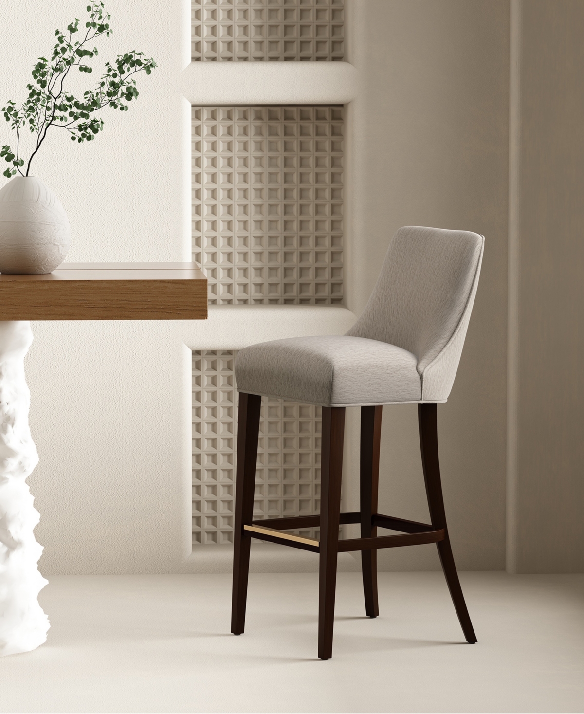 Manhattan Comfort 43.7" Beever Chenille Upholstered Barstool In Brown
