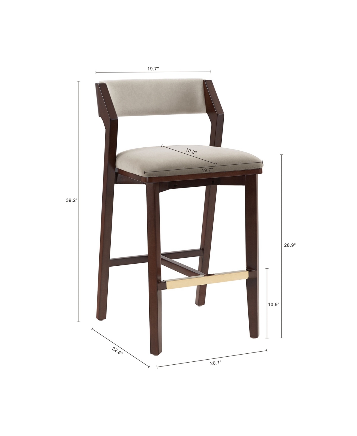Manhattan Comfort 39.2" Patricia Velvet Upholstered Barstool In Sand