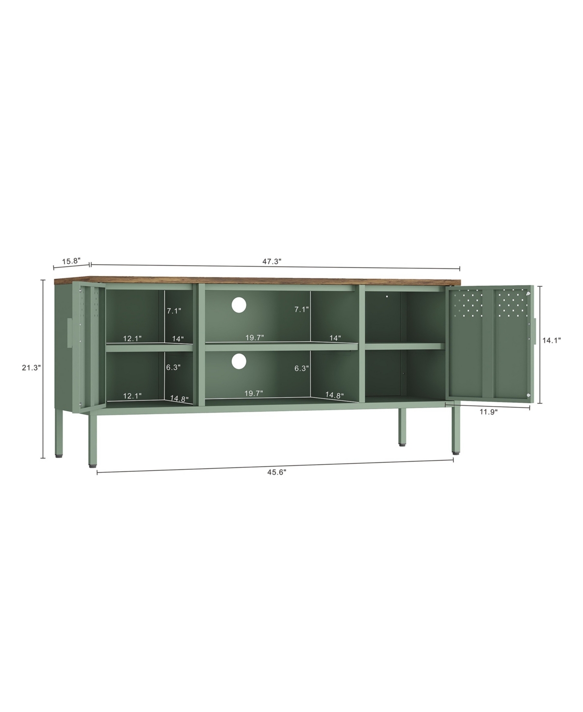 Manhattan Comfort 47.3" Landen Steel 6-shelf Tv Stand In Green