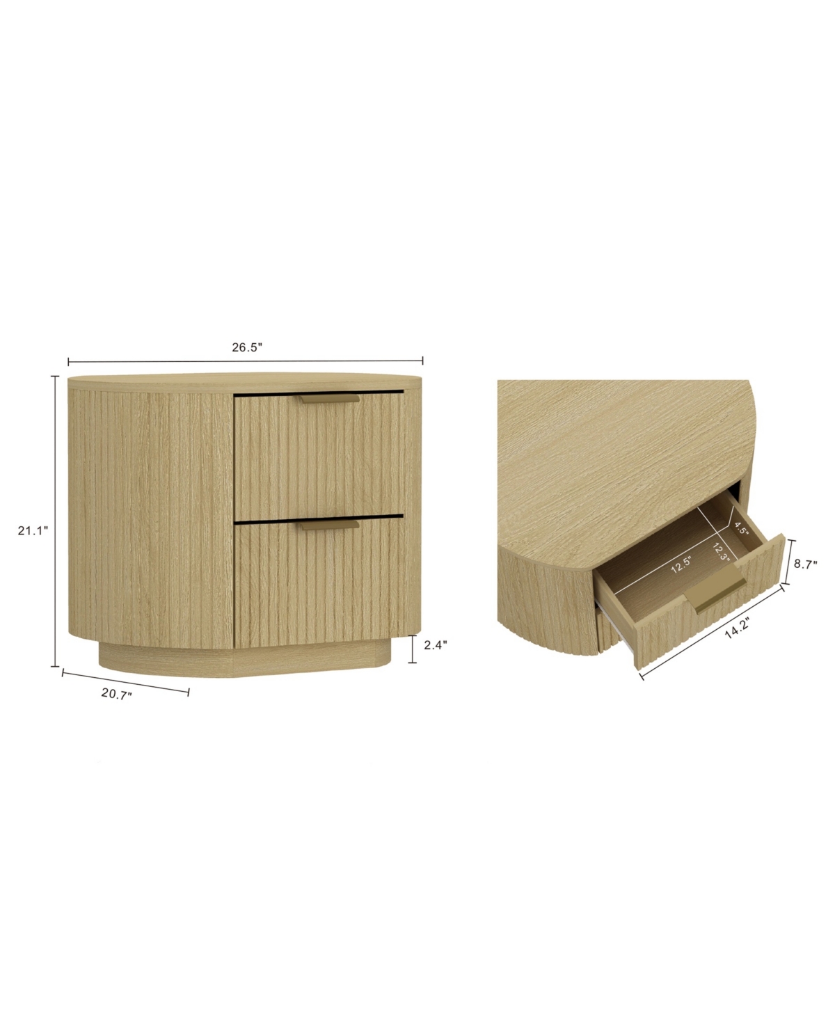 Manhattan Comfort 26.5" Olivia Wood 2-drawer Nightstand In Multi
