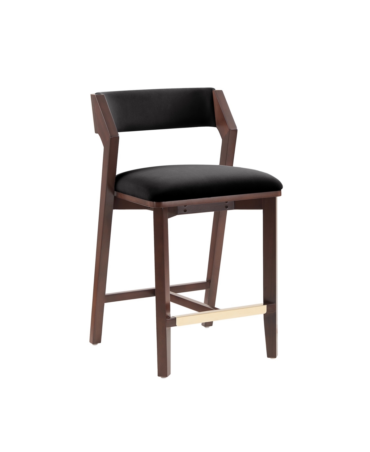 Manhattan Comfort 36.2" Patricia Velvet Upholstered Counter Stool In Black