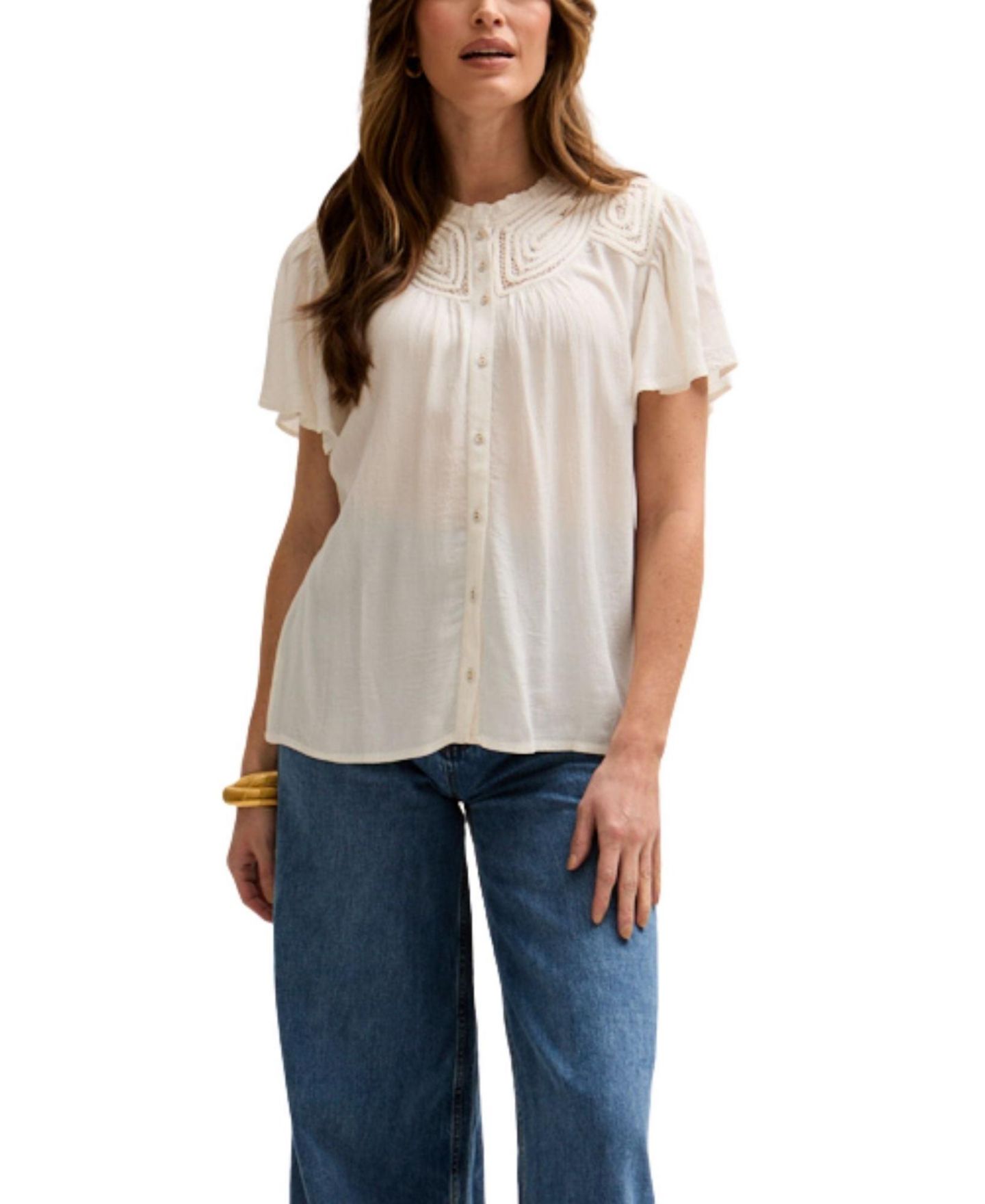 Женская рубашка Lily and Lionel London Kew Lace Insert Angel Sleeve, цвет: Натуральный — фото 3