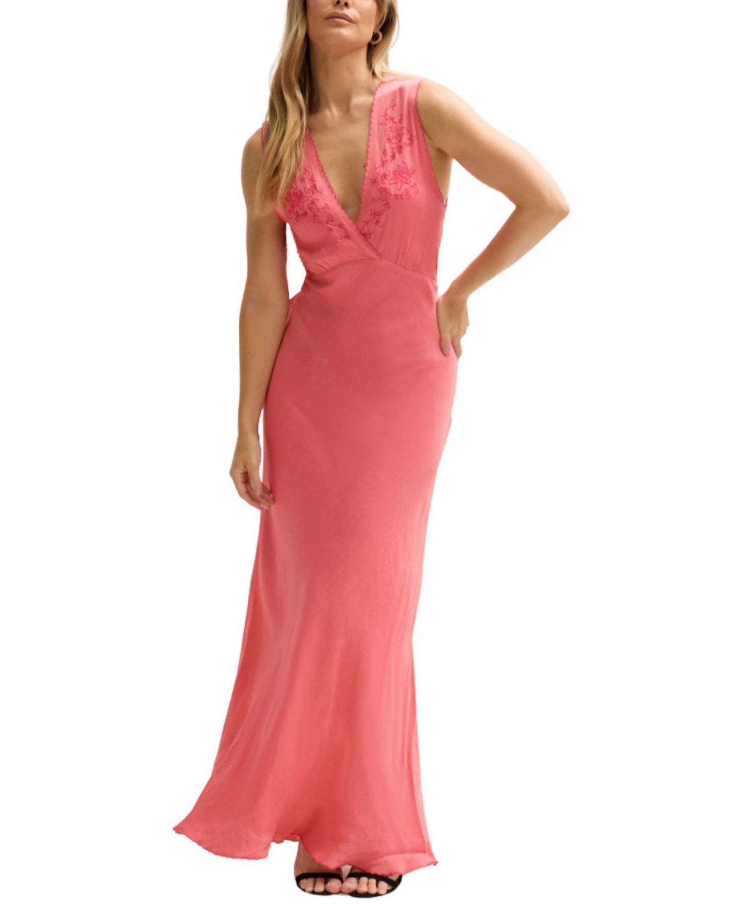 Women's Pandora Bias Cut Sleeveless Embroidered Maxi Dress