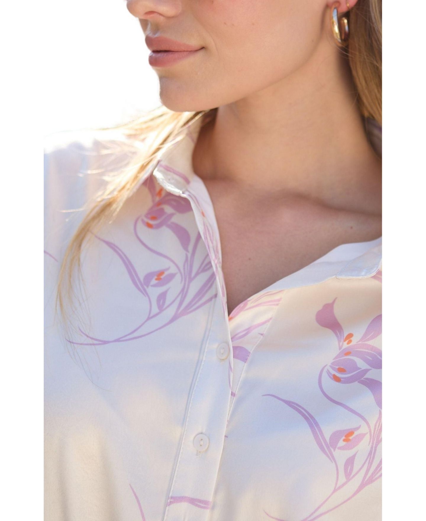 Женское платье Lily and Lionel London Kristy Button Down Large Floral Shirtdress, цвет: Натуральный — фото 5