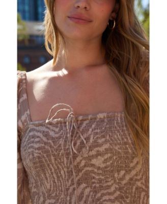 Women's Lauren Shirred Bodice Banana Print Maxi Dress