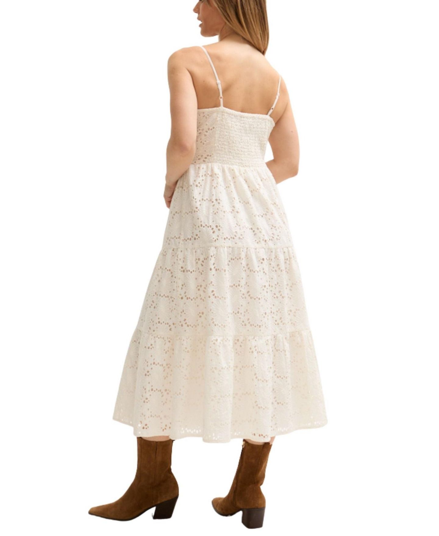 Женское платье Lily and Lionel London Onita Tiered Broderie Anglaise Midi, цвет: Белый — фото 4