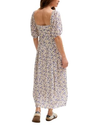 Women's April Button Front Floral Print Midi Dress