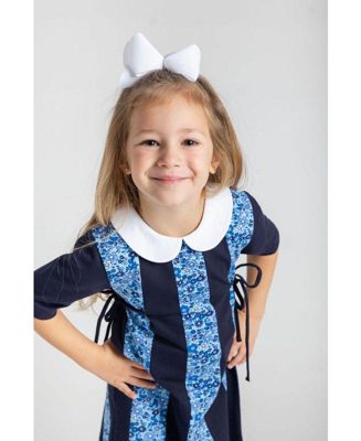 Little Girls Floral Print Knit Colorblock Dress