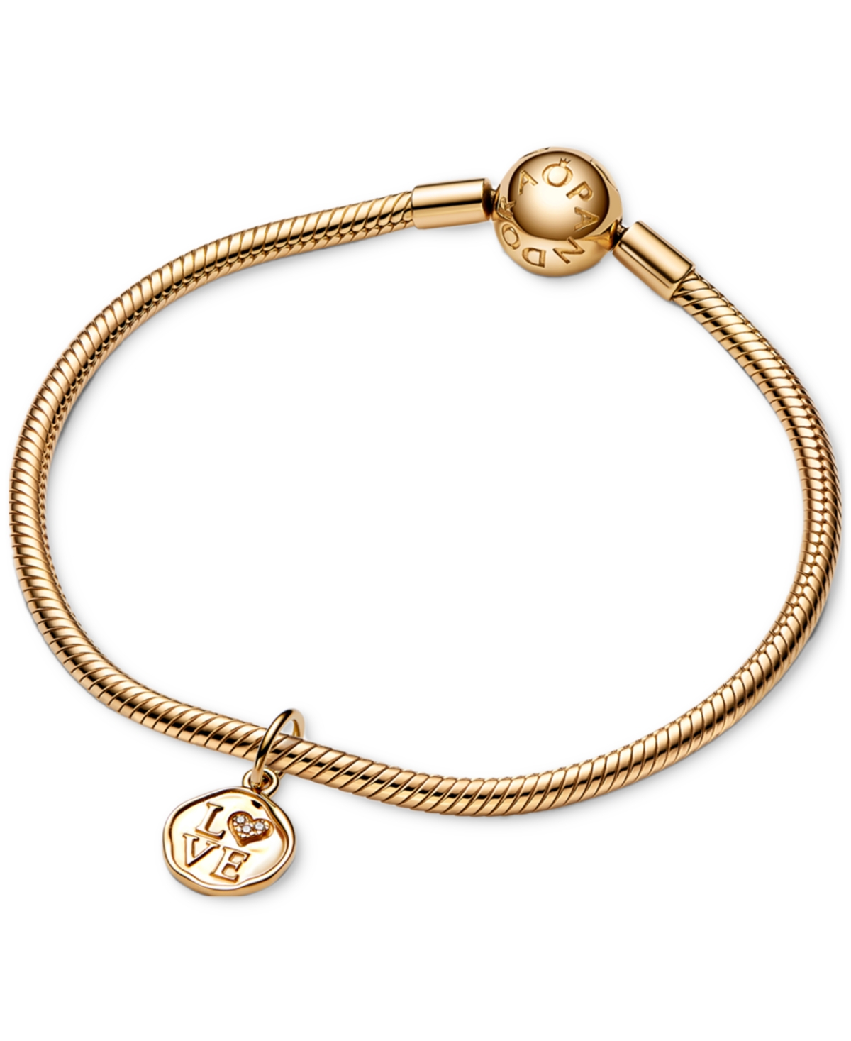 Pandora Cubic Zirconia Love Dangle Charm In Gold