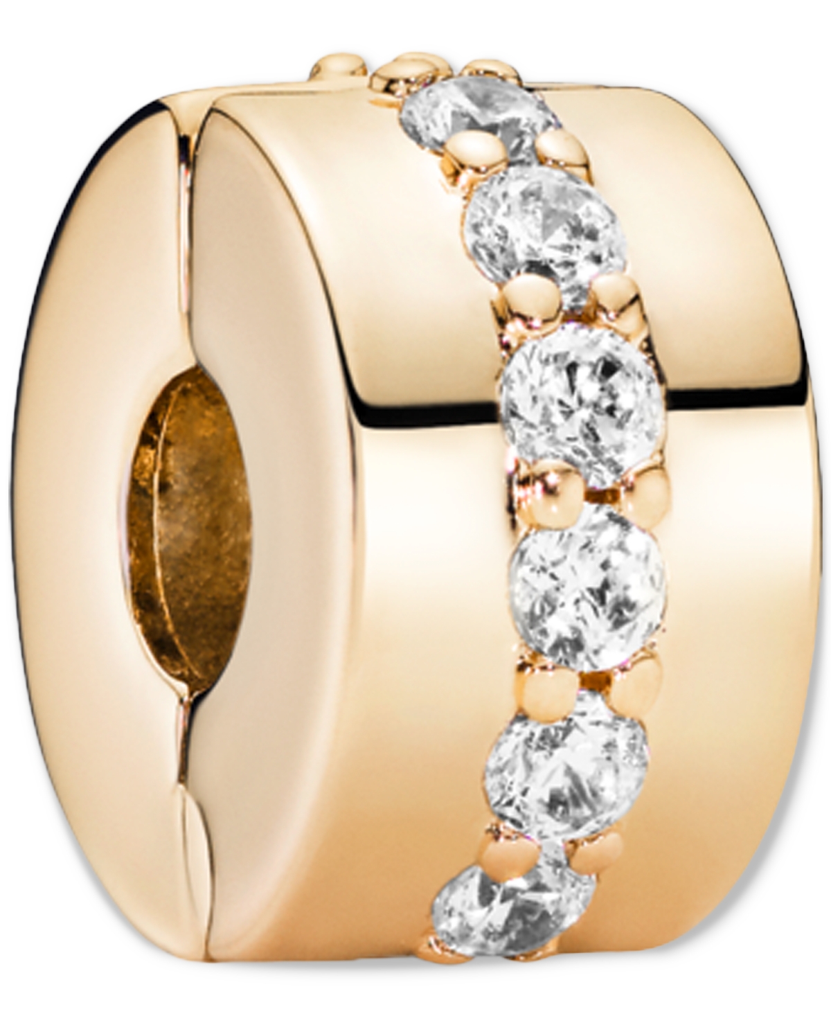 14k Gold Cubic Zirconia Clip Charm - Gold
