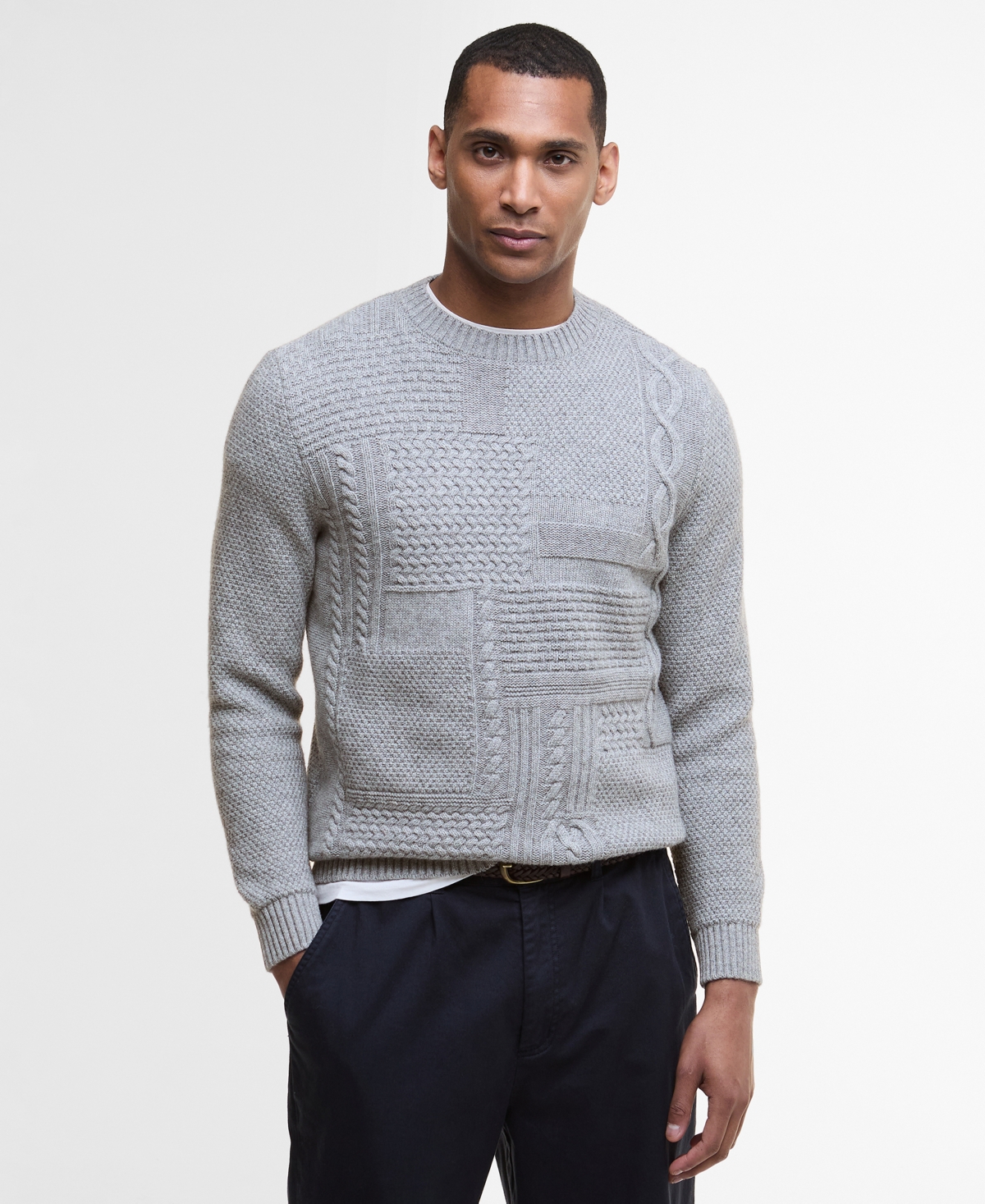 Barbour Men's Casey Textured Cable Knit Crewneck Sweater