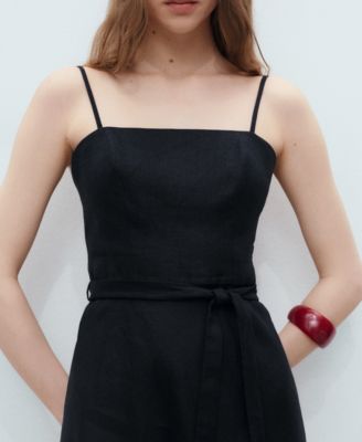 Women's Bow Linen-Blend Dress
