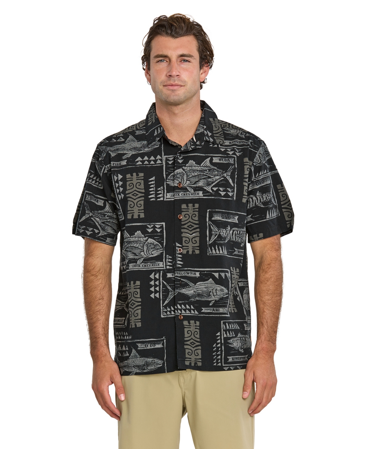 Men's Block Fish Woven Shirt - White