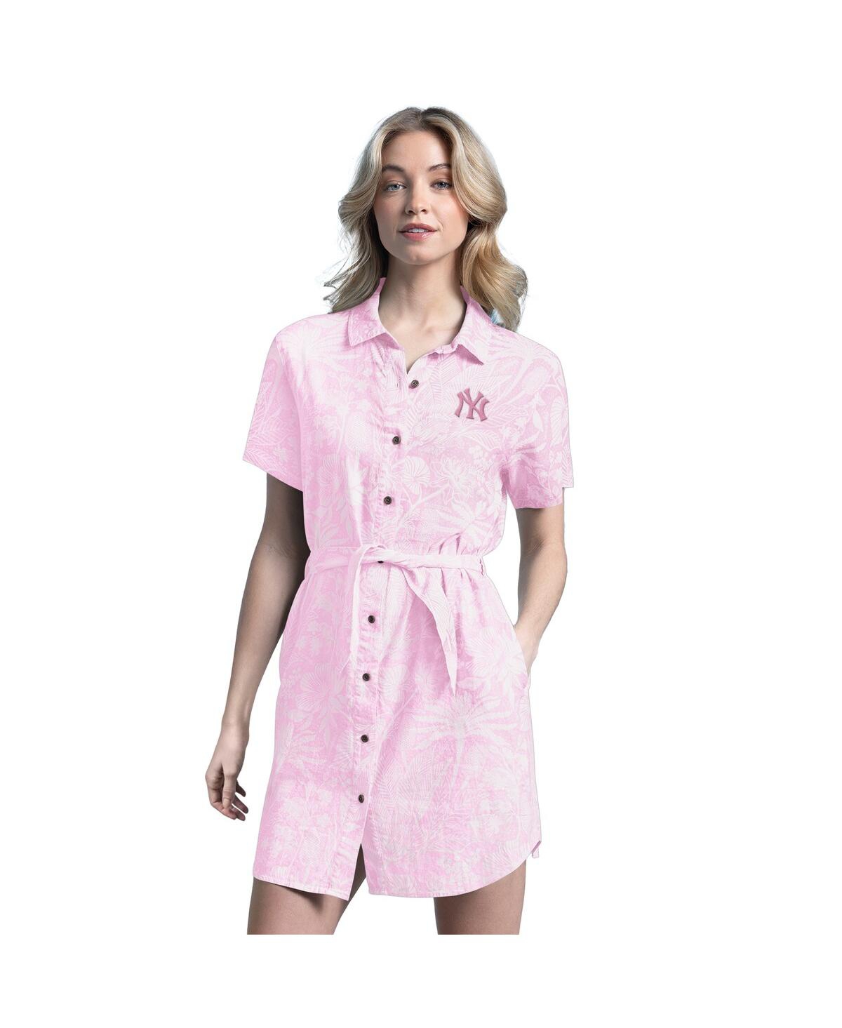Women's Pink New York Yankees Palm Linen Dress - Pink