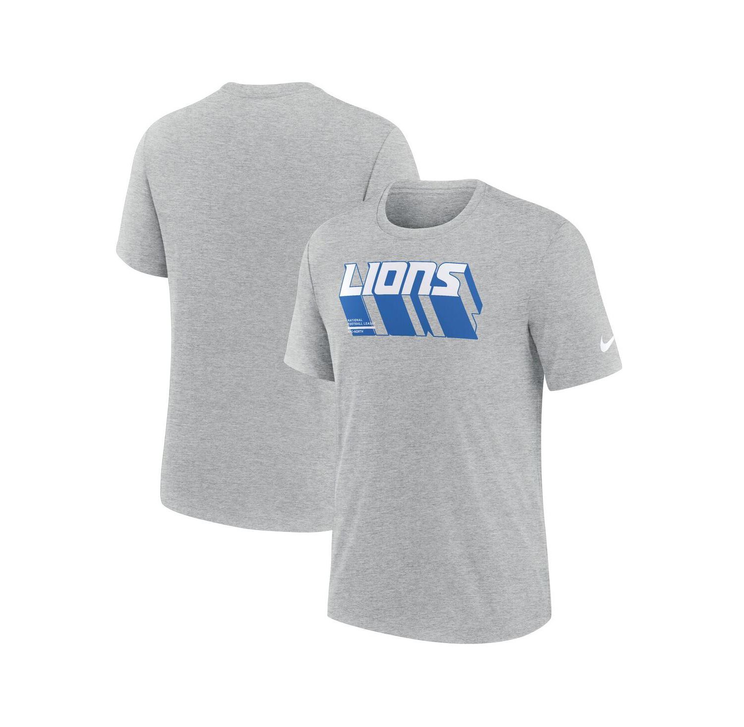 Men's Heather Gray Detroit Lions Long Pass Tri-Blend T-Shirt