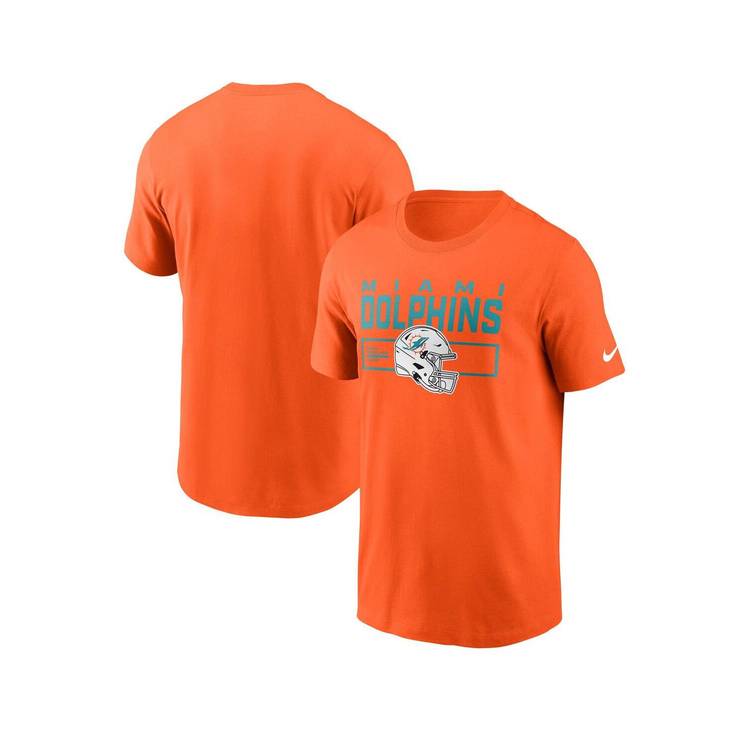 Men's Orange Miami Dolphins Primetime Helmet Essential T-Shirt